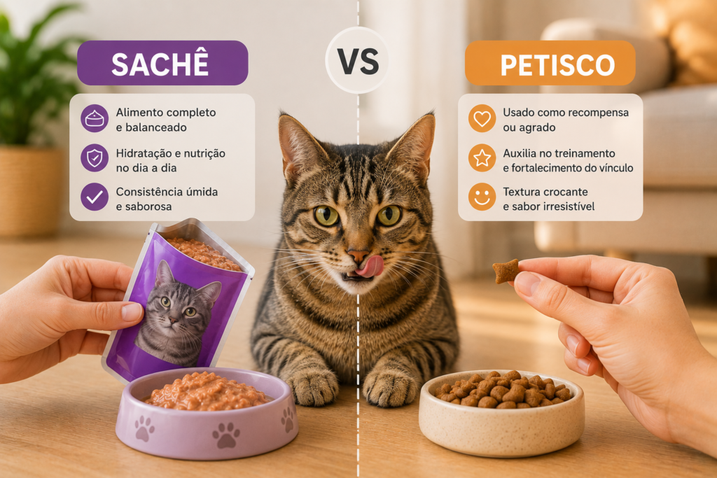 ração úmida e petisco cremoso
