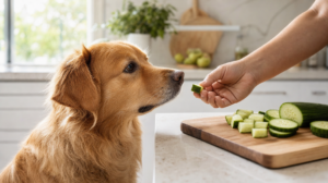 cachorro comendo pepino